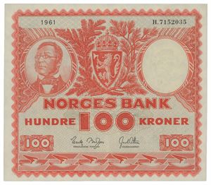 100 kroner 1961. H7152035