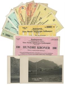 Lott 9 stk. Sedler, 1970/78 i valører fra 5 til 100 kroner + to postkort