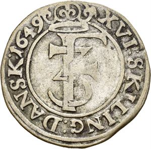 FREDERIK III 1648-1670, CHRISTIANIA, 1 mark 1649. S.31