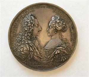 Frederik IV, Kronprinsparets bryllup 1721. Schultz. Sølv. 61 mm