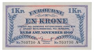 1 krone 1940. Nr. 703730A