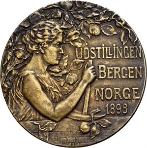 Utstillingen i Bergen 1898. Holmboe/Hammer. Forsølvet bronse. 45 mm