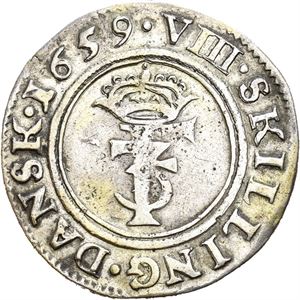 FREDERIK III 1648-1670, CHRISTIANIA, 8 skilling 1659. S.89