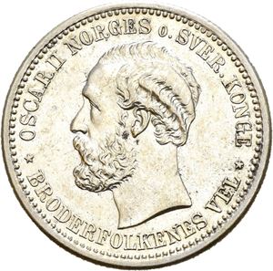 OSCAR II 1872-1905, KONGSBERG, 1 krone 1881