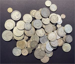 593 gram med utenlands sølvmynt fra bo