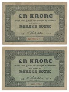 Lot 2 stk. 1 krone 1917. 6939077 og A4053265