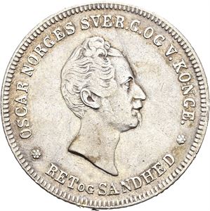 OSCAR I 1844-1859, KONGSBERG. 1/2 speciedaler 1850. To hull i kanten/two holes on the edge