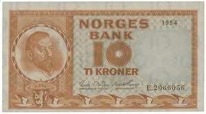Lott 3 stk. 10 kroner 1954 E, 1955 E og 1955 F.