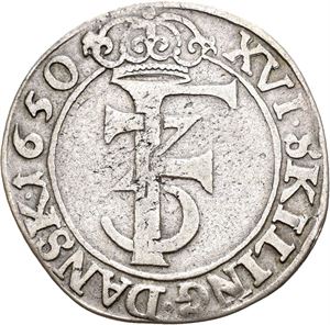 FREDERIK III 1648-1670 1 mark 1650. S.27