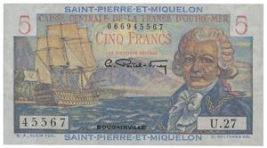 5 francs ND (1950-60). No. U.27 45567