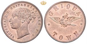 South Africa. Victoria, penny u.år/n.d. (1890). Prøvemynt/pattern