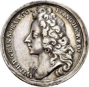 Frederik IV. Prins Wilhelms død 1705. Ukjent medaljør. Sølv. 25 mm. Små riper/minor scratches