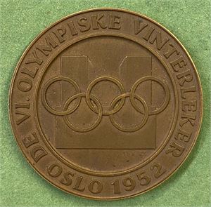 Olympiske Leker Oslo 1952. Deltagermedalje. Martinsen. Bronse. 56 mm