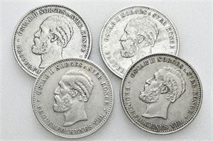 Lot 4 stk. 2 kroner 1890, 1892, 1894 og 1898