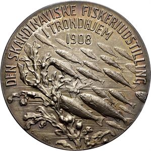 Fiskeriutstillingen i Trondheim 1908. Sølv. 50 mm. Liten kantskade/minor edge nick