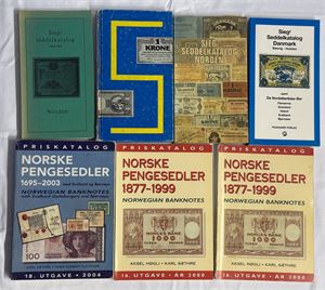Diverse seddelkataloger med notater over samlinger