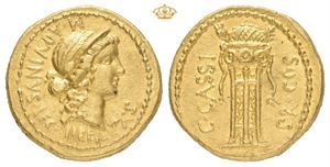C. Cassius Longinus and M. Aquinus, as Legate. 43-42 BC. AV aureus (19 mm; 8,00 g)
