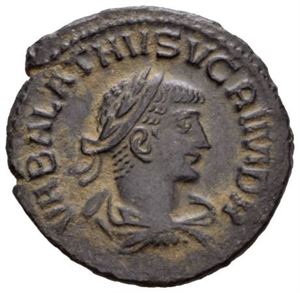 VABALATHUS 267-272, antoninian, Antiokia 270-272 e.Kr. Hode av Vabalathus mot høyre/Hode av Aurelian mot høyre. Vabalathus var sønn av dronning Zenobia og konge av Palmyra