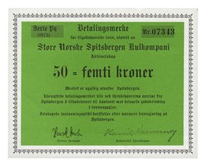 50 kroner 1973. Serie Pq Nr.07343.