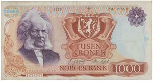 1000 kroner 1978. Z0039691. Erstatningsseddel/replacement note.