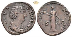 Diva Faustina Senior, died AD 141. Æ sestertius (26,97 g)