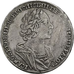 Peter I, rubel 1725. Red Mint. Riper/scratches