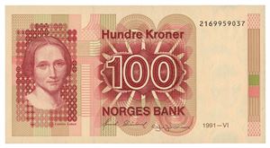 100 kroner 1991. 2169959037