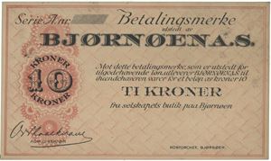 10 kroner 1923/24. Blankett/remainder.