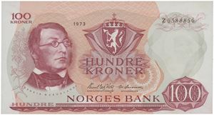 100 kroner 1973. Z5388856. Erstatningsseddel/replacement note.
