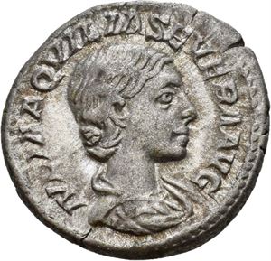 Aquilia Severa, 2.kone til Elagabal, denarius, Roma 221 e.Kr. R: Concordia stående mot venstre