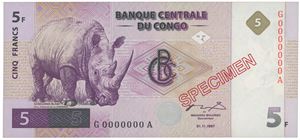 Congo Dem.rep. 5 francs