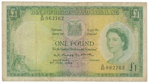 1 pound 6.6.1958. No. X/22 862762. Minimal margrift/tiny margin tear