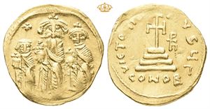 Heraclius, AD 610-641 with Heraclius Constantine and Heraclonas. AV solidus (4,42 g)