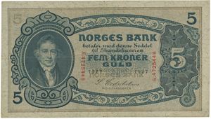 5 kroner 1927. K.4725448.
