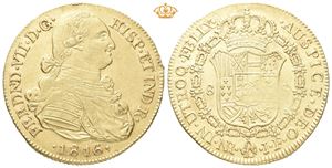Ferdinand VII, 8 escudos 1816. Nuevo Reino