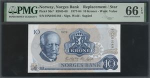 10 kroner 1979 HN0103164 Erstatningsseddel/replacement note