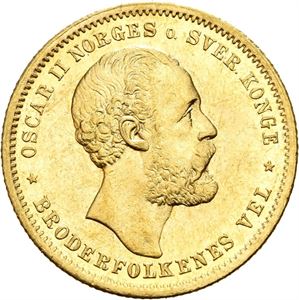 OSCAR II 1872-1905, KONGSBERG, 20 kroner 1877