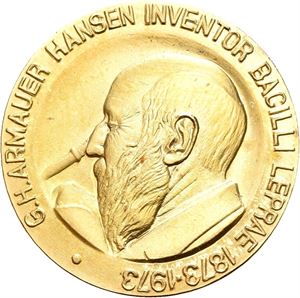 Armauer Hansen 1873-1973. Lohne. Gull 15 g. 900/1000. 25 mm