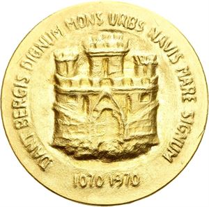 Bergen 900 år 1970. Meyer. Gull 15 g. 900/1000. 25 mm