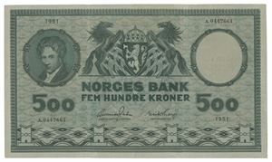 500 kroner 1951. A0442661