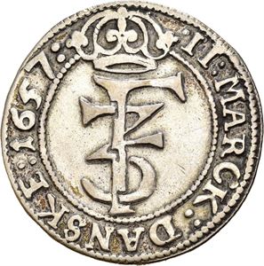 FREDERIK III 1648-1670, CHRISTIANIA, 2 mark 1657. S.40