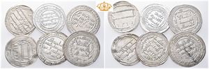 Lot of 6 AR dirhems from the Abbasid Caliphate and the Umayyad Caliphate