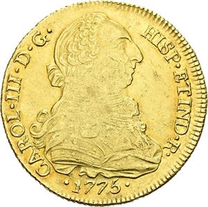 Carl III, 8 escudos 1775. Santiago