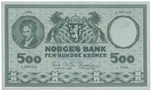 500 kroner 1966. A.2694506