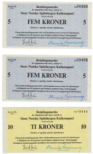 Lot 3 stk. 10 kroner 1976 og 2 stk. 5 kroner 1978