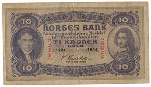 10 kroner 1934. T7109392