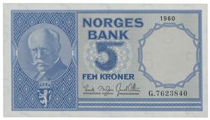 5 kroner 1960. G.7623840