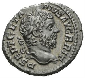 GETA 209-212, denarius, Roma 211 e.Kr. R: Fortuna sittende mot høyre