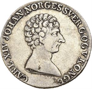 CARL XIV JOHAN 1818-1844, KONGSBERG, 1/2 speciedaler 1821