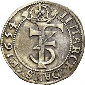 FREDERIK III 1648-1670, CHRISTIANIA, 2 mark 1654. S.34